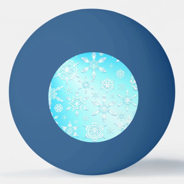 Balle De Ping Pong Motif Crystal Snowflakes (Devant)