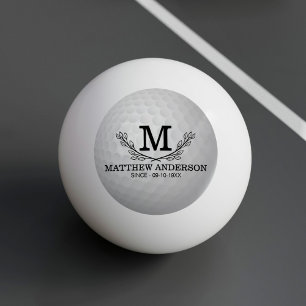Balle De Ping Pong Motif de balle de golf personnalisé Nom Monogramme