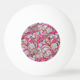 Balle De Ping Pong Motif paisley blanc rose