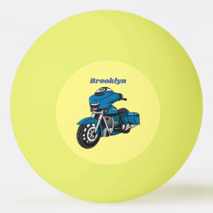 Balle De Ping Pong Motocyclette dessin animé bleu heureux mignon