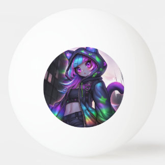 Balle De Ping Pong Neon Catgirl Table Tennis Vibes