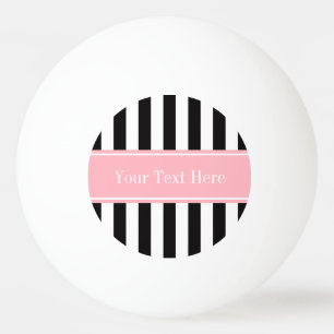 Balle De Ping Pong Noir Blanc Bande rose Nom Monogramme