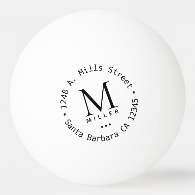 Balle De Ping Pong nom et blanc initial du monogramme (Devant)