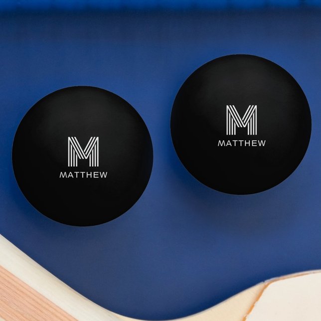 Balle De Ping Pong Nom et initiale du monogramme moderne (Modern monogram initial and name ping pong ball)