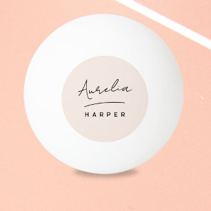 Balle De Ping Pong Nom personnalisé du script de monogramme rose