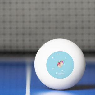 Balle De Ping Pong Nom personnalisé mignon anges sur bleu