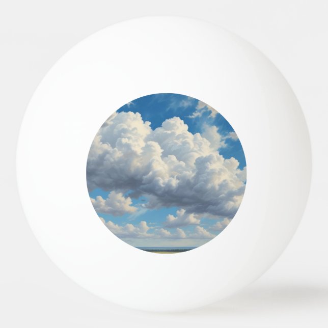 Balle De Ping Pong Nuages blancs et ciel bleu clair (Devant)