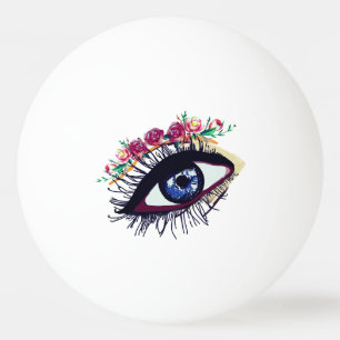 Balle De Ping Pong Oeil Bleu, Fleurs Ping Pong Ball