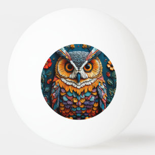 Balle De Ping Pong Œuvre d'art colorée de hibou avec détails complexe