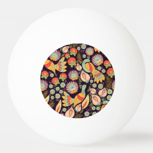 Balle De Ping Pong Ornement vintage Folk Floral Birds