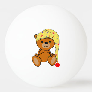 Balle De Ping Pong Ours en peluche avec casquette couché