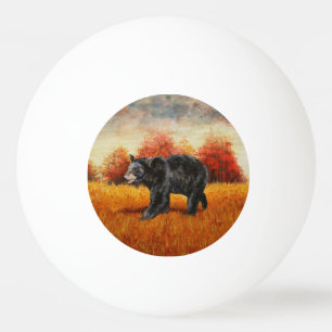 Balle De Ping Pong Ours noir en forêt d'automne
