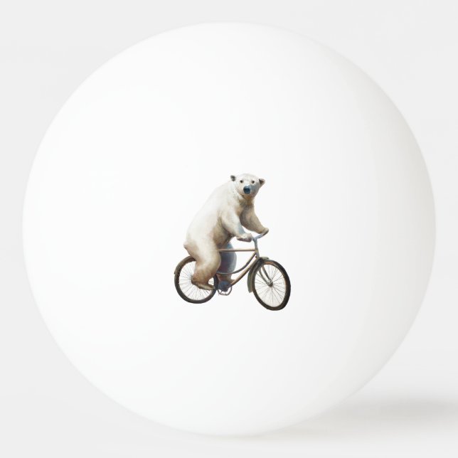 Balle De Ping Pong Ours Polaire Sur Vélo (Devant)