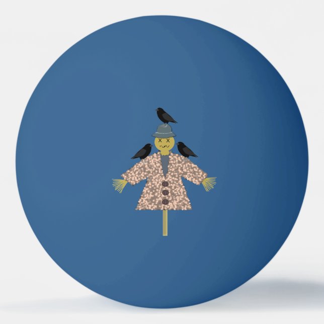 Balle De Ping Pong Paille d'Halloween Scarecrow et Ravens (Devant)