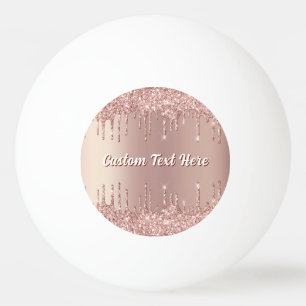 Balle de Ping Pong Pailletée Or Rose Texte Personn