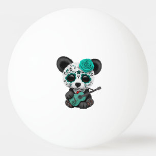 Balle De Ping Pong Panda bleu de crâne de sucre jouant la guitare
