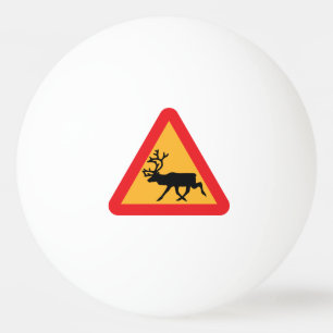 Balle De Ping Pong Panneau de signalisation suédois Caution Reindeer