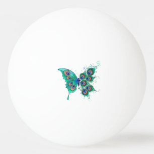 Balle De Ping Pong Papillon aux plumes de paon vert