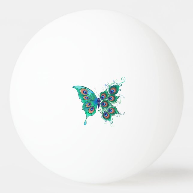 Balle De Ping Pong Papillon aux plumes de paon vert (Devant)