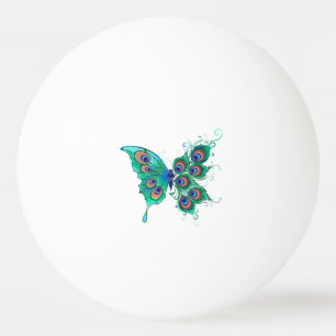 Balle De Ping Pong Papillon aux plumes de paon vert
