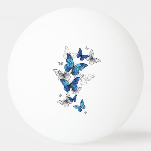 Balle De Ping Pong Papillons volants bleus Morpho (Devant)