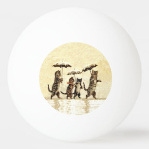 Balle De Ping Pong Parapluies de chats rayés Vintages dansant la nei
