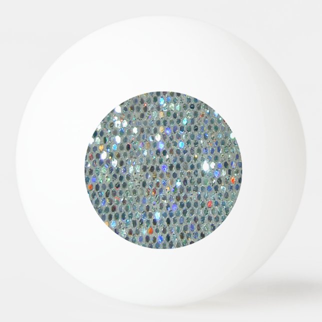 Balle De Ping Pong Parties scintillant brillante en argent brillant (Devant)