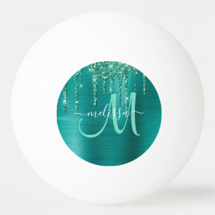 Balle De Ping Pong Parties scintillant Turquoise de goutte broyée Mon