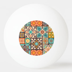Balle De Ping Pong Patchwork coloré Islam Motifs Carrelage
