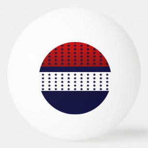 Balle De Ping Pong Patriotique Rouge Blanc et Bleu avec design étoile