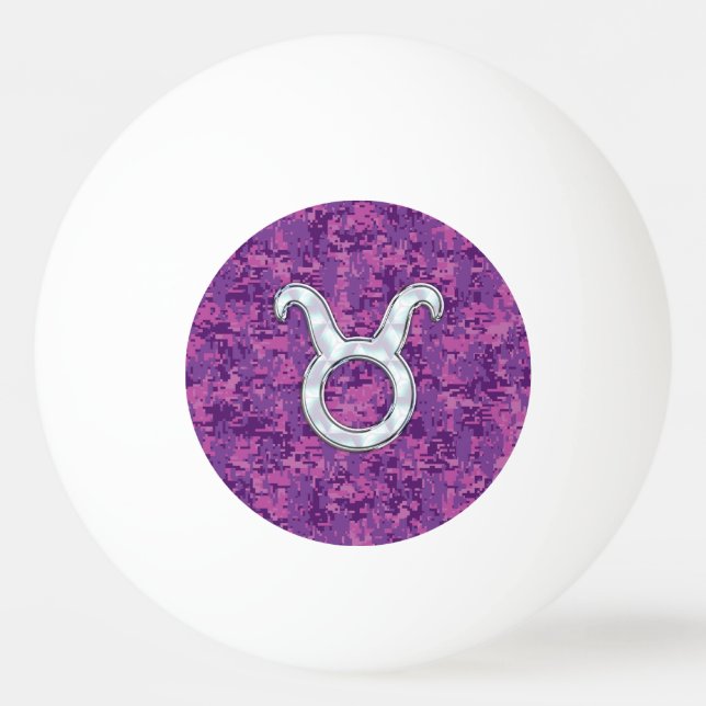Balle De Ping Pong Pearle comme Taurus Zodiac Sign Fuchsia Camo numér (Devant)