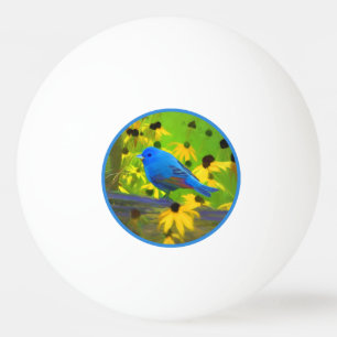 Balle De Ping Pong Peinture de Bunting Indigo - Art original pour ois