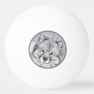 Balle De Ping Pong Peinture Keeshond Beth - Joli art original chien