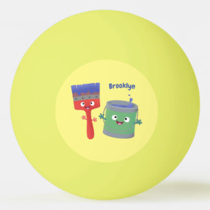 Balle De Ping Pong Personnages de peinture et de pinceau mignons