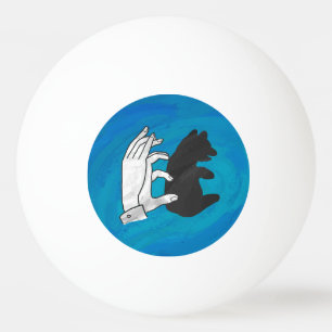 Balle De Ping Pong Petit Ours Ombre Sur Bleu