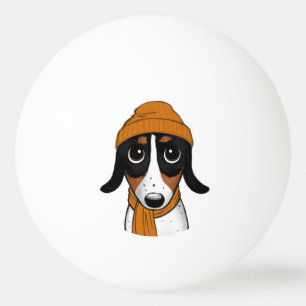 Balle De Ping Pong Piebald Dachshund Dog avec Beanie Casquette