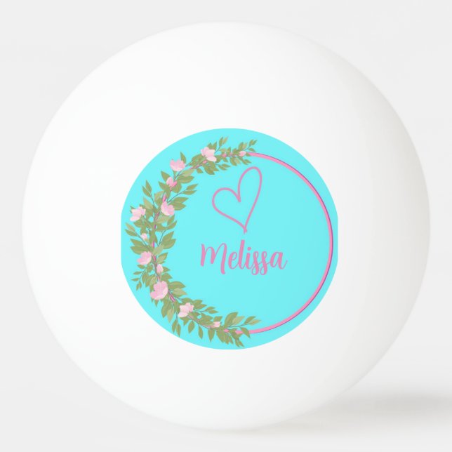 Balle De Ping Pong Pink Modern Script Girly Monogram Name  (Devant)