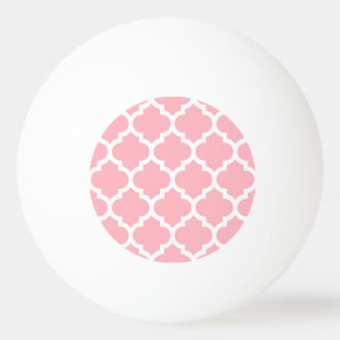 Balle De Ping Pong Pink White Moroccan Quatrefoil