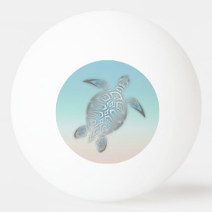 Balle De Ping Pong Plage de Tortue de Mer Turquoise Argenté de Style
