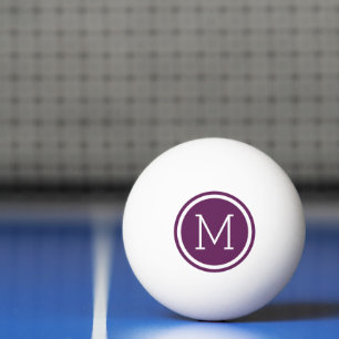 Balle De Ping Pong Plum violet Cercle Monogramme Personnalisé