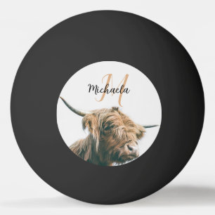 Balle De Ping Pong Portrait de vache Highland nom personnalisé monogr