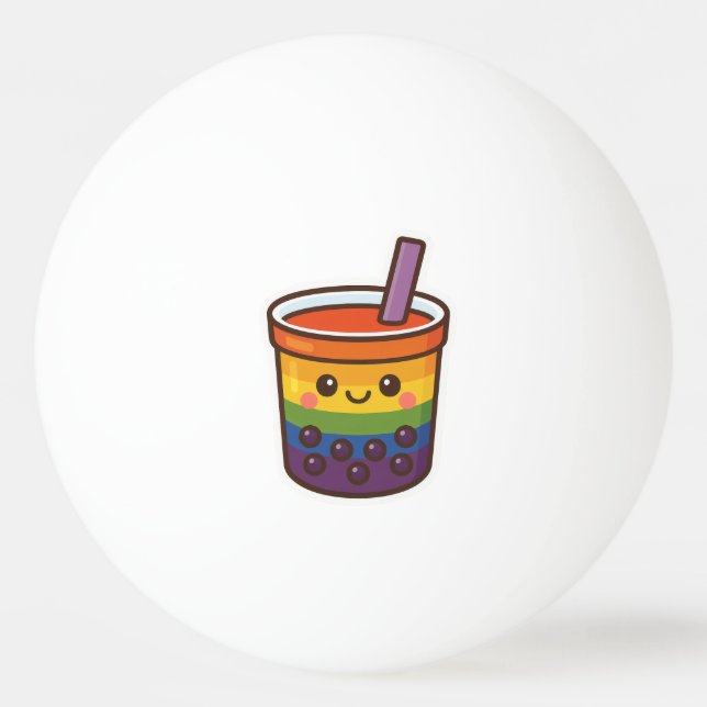 Balle De Ping Pong Rainbow Bubble Tea LGBTQ+ Pride (Devant)