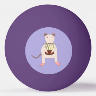 Balle De Ping Pong Rat de Siamese avec gâteau d'anniversaire