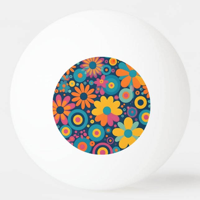 Balle De Ping Pong Retro Floral Burst (Devant)