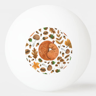 Balle De Ping Pong Rêves d'automne : Aquarelle écureuil paradis