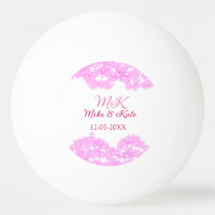 Balle De Ping Pong rose ajouter nom de couple date monogramme parties