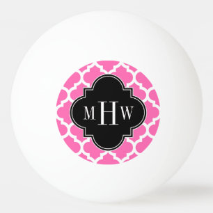 Balle De Ping Pong Rose Chaud Avec Marocain #5 Noir 3 Monogramme Init