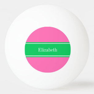 Balle De Ping Pong Rose chaud solide #2 Emerald Green Rbn Nom Monogra
