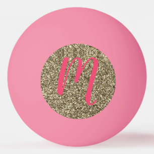 Balle De Ping Pong Rose élégant et or de parties scintillantes