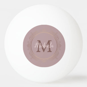 Balle De Ping Pong Rose Gold Monogramme Élégant Modèle moderne